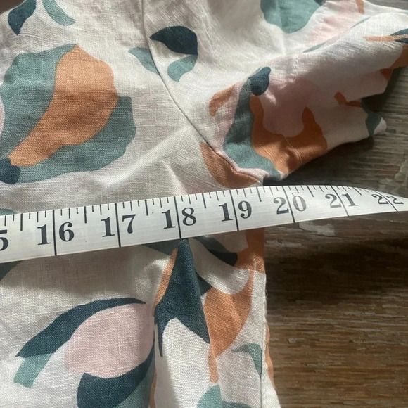 Rachel Zoe 100% Linen Floral Print Button-Up Collared Shirt Dress | Size Medium - Picture 4 of 4